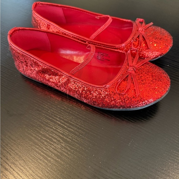 Cosplay Dorothy Wizard of Oz Red Glitter Kids Ballet Flats Costume Wear - Picture 1 of 6